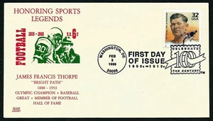 USA, SCOTT # 3183-G, GLEN FDC COVER OF AMERICAN ATHLETE JIM THORPE & FOOTBALL - Picture 1 of 1