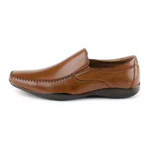 J75 Jump Prestige Driving Loafer Slip On Vegan Leather Dress Shoes Tan Men's 8.5 - Picture 1 of 7