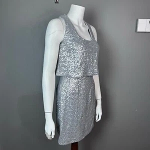Laundry Shelli dress size 2 silver sequin NWT tank bodycon holiday metallic prom - Picture 1 of 10