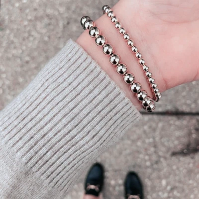 Bracciale con sfere in Acciaio inox di perle argento braccialetto da Uomo Donna