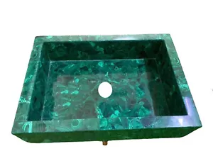 Custom Made Luxury Green Malachite Gemstone Sink/Basin Random Stone Work Decors - Picture 1 of 3