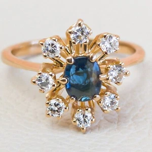 Anillo Jean-Thierry Bondt 18k zafiro y diamantes margarita · Talla 7 - Imagen 1 de 9
