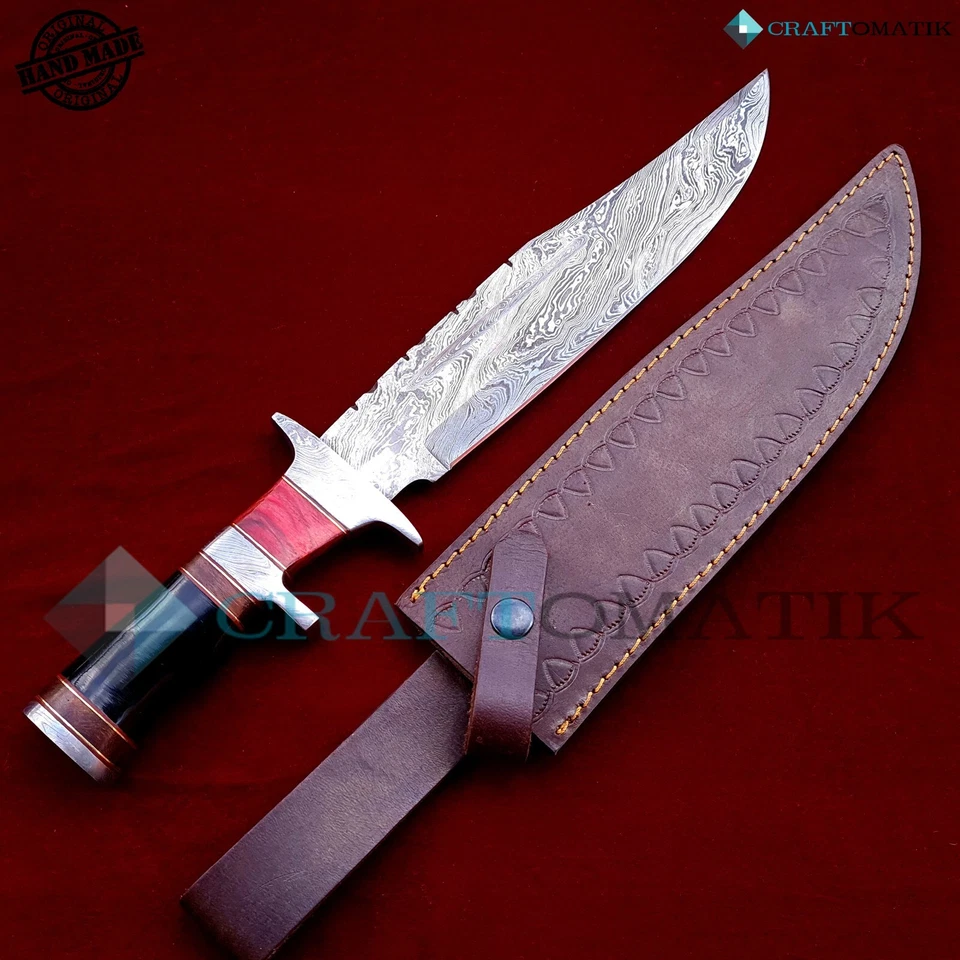 Damastmesser Jagdmesser | ELITE Damaszener Bowie | Damast-Stahl Hunting Knife | - Bild 1 von 4