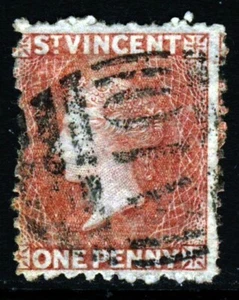 ST. VINCENT QV 1862 un centavo rosa-rojo sin marca de agua Perf.111⁄2 SG 5 VFU - Imagen 1 de 2