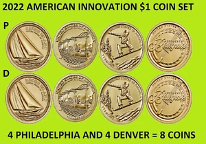 2022 P & D American Innovation Dollar Complete Uncirculated 8 Coin Set - On Hand - Picture 1 of 1