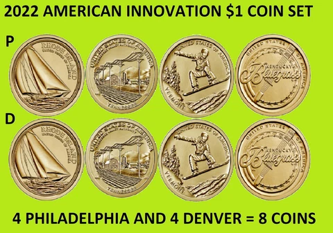 2022 P & D American Innovation Dollar Complete Uncirculated 8 Coin Set - On Hand Cover