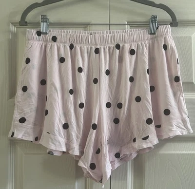 Soma Shorts Women’s Size M Pink Black Polka Dot Cool Nights Ruffle Pajamas - Image 1 of 4