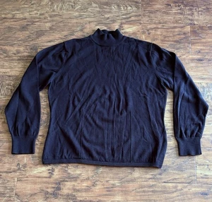Woolrich Sweater Womens XL Black Mock Turtle Neck 100% Cotton Pullover Classic - Picture 1 of 8