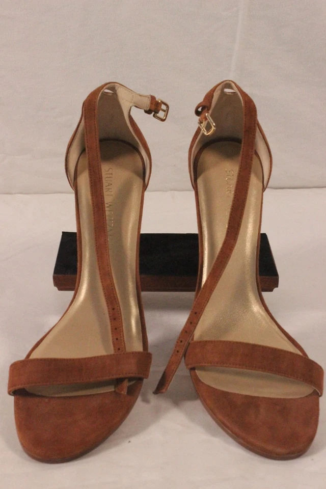 Stuart Weitzman Tan Suede Strappy High Heel Sandals Size 8 Made In Spain - Image 1 of 4