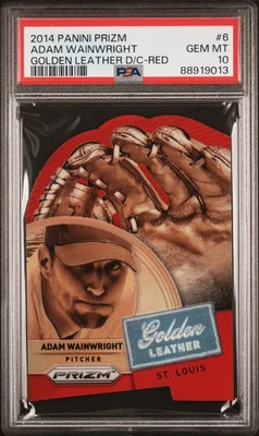 2014 Panini Prizm Golden Leather Die-Cut #6 Adam Wainwright /25 PSA 10 - Image 1 of 2