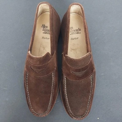 Allen Edmonds Men’s Parker Size 9.5 M Dark Brown Suede Penny Loafers - Image 1 of 4
