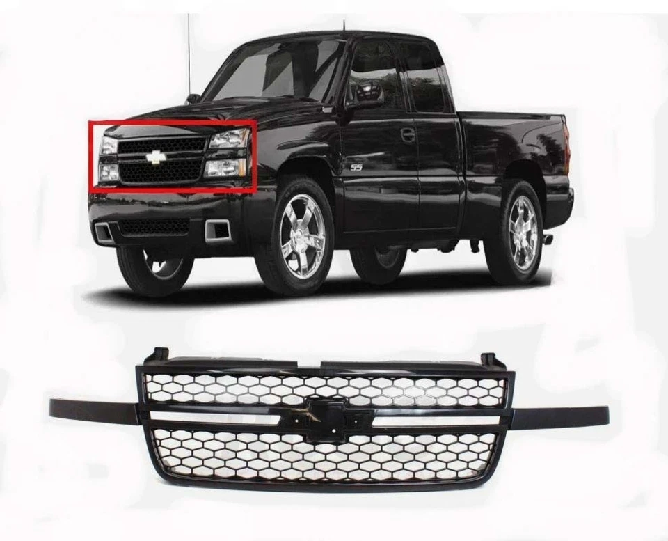 New Front Upper Black Grille Assembly 2003-2007 Chevrolet Silverado 1500 SS - Imagem 1 de 1