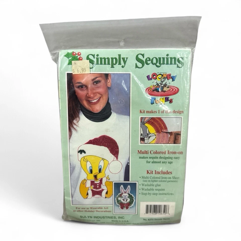 Kit de planchado Simply Sequins Looney Tunes 6273 Piolín Papá Noel 1993 Nuevo de Lote Antiguo NUEVO Foto 1 de 4