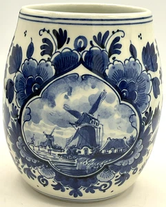 26 oz Zenith Gouda Delft Beer Stein Mug Holland Windmills Blue White Floral - Picture 1 of 8