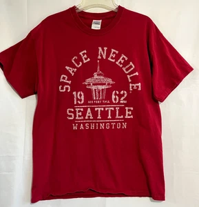Vintage Seattle Washington SPACE NEEDLE T Shirt, Red, Gildan Cotton Large - Picture 1 of 6