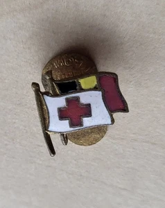 Vintage Esmalte Bélgica Bandera Fonson Bruxelles Cruz Roja Ojal Solapa Insignia - Imagen 1 de 2