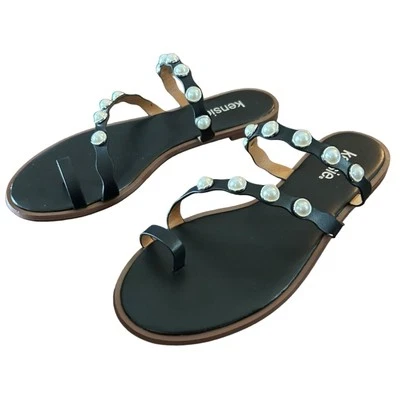 Sandalias Kensie Perla Tachonadas Correa Puntera Negra Anillo NUEVAS Talla 7.5 Foto 1 de 4