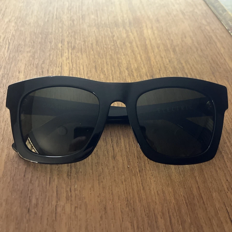 ELECTRIC VISUAL CRASHER Glossy Black Plastic Square Sunglasses Italy 53-22-145 - Image 1 of 4