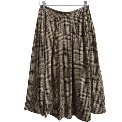 Falda midi plisada pata de gallo a cuadros de seda preparación académica clásica vintage para mujer 4 Foto 1 de 4