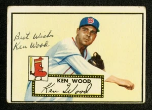 Tarjeta automática 1952 Topps #139 Ken Wood autografiada firmada Boston Red Sox Best Wishes - Imagen 1 de 2