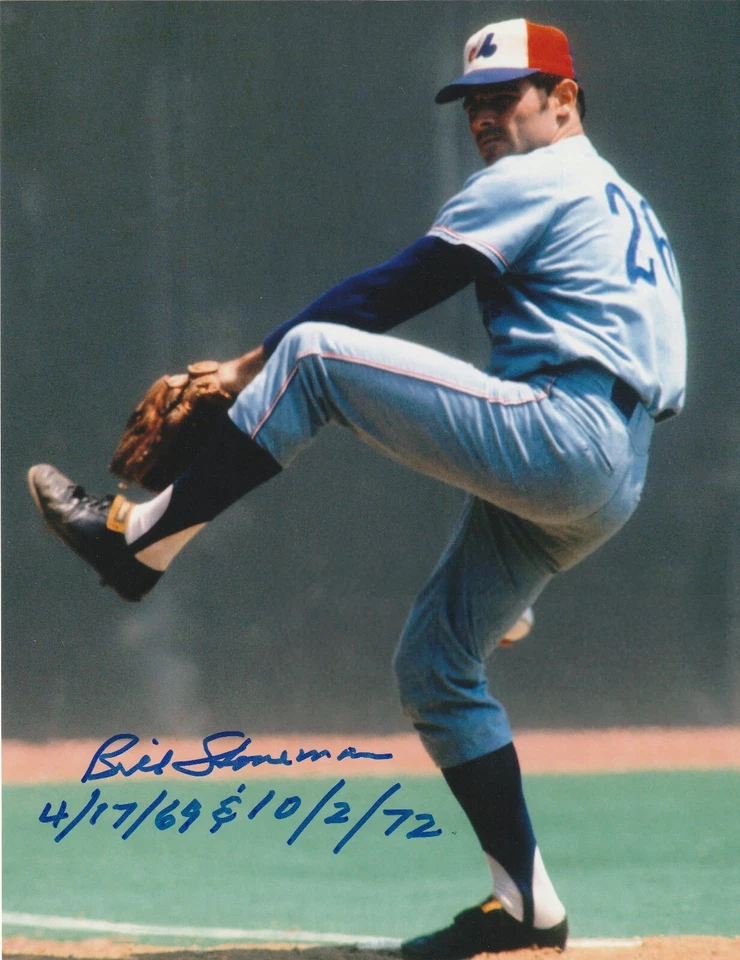 BILL STONEMAN  MONTREAL EXPOS  NO HITTERS 4/17/69  10/02/72   ACTION SIGNED 8x10 - Image 1 of 1