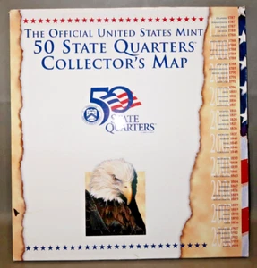 1998 The Official United States Mint 50 State Quarters Collectors Map - Picture 1 of 11