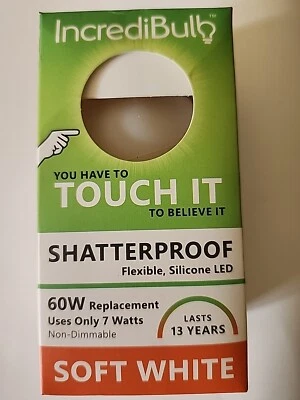 IncrediBulb Silicone Shatterproof Light Bulb 60 Watt Soft White Can't Break! - Image 1 of 3