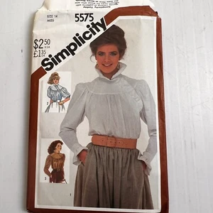 High Neck Loose Fit Blouse Sewing Pattern Simplicity 5578 Women's 14 80's Yoke - Picture 1 of 7