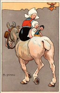 Cartolina N. John FAMIGLIA OLANDESE A CAVALLO - Foto 1 di 2