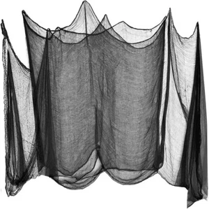Halloween 2m x 5m Black Creepy Cloth Scary Spooky Muslin Party Spiders Web - Picture 1 of 4