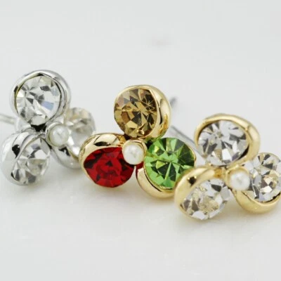 Nuevo Mujer Oro 18K/ORO BLANCO Chapado Cristal Espiral Moda Aretes Regalo Foto 1 de 4