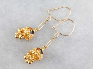 Colorful Gold Beaded Drop Earrings - Picture 1 of 8