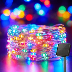 Cadena De Luces Solares 100-200 LED Tira Luz Solar Para Exterior Jardin Navidad - Picture 1 of 27