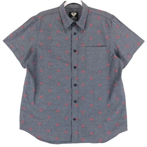 Camisa Superman Chambray para hombre L azul rojo algodón estampado con logotipo 1 bolsillo manga corta - Imagen 1 de 8