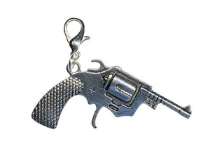 Gun Charm Pendant Revolver Colt Cowboy Miniblings 40mm - Picture 1 of 3
