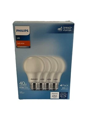 Philips A19 E26 (Medium) LED Bulb Daylight 40 Watt Equivalence 4 Pack - Image 1 of 4