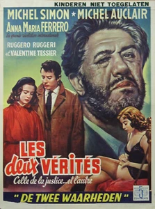 "LES DEUX VÉRITÉS" Affichette belge 1950 (Michel SIMON, Anna Maria FERRERO) - Picture 1 of 1