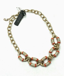 J.CREW NWT $98 Statement Stripe Gold Tone Link Pave Crystal Chain Necklace