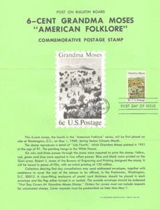 #1370 6c Grandma Moses Stamp Poster - Unofficial Souvenir Page Folded MC - Picture 1 of 1