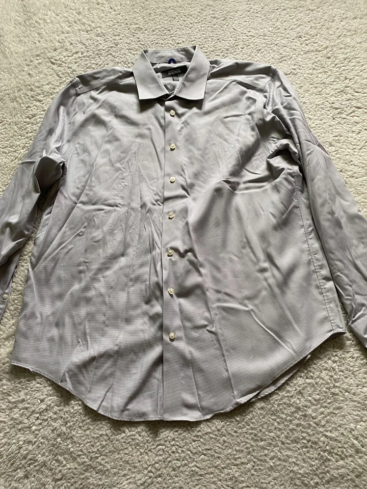 Мужская сорочка Kenneth Cole Reaction размер XL 17,5 34-35 серая с длинным рукавом (C32) - Изображение 1 из 4