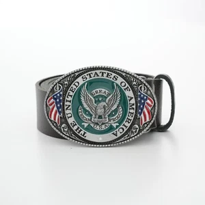 Cinturón de cuero con bandera americana para hombre - Cinturón de cuero genuino tamaño personalizado - Imagen 1 de 4