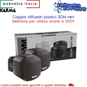 Coppia diffusori passivi 20W neri- Selettore per utilizzo anche a 100V - Foto 1 di 4