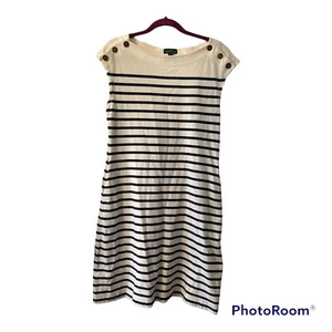 Lauren ralph lauren dresess size M Sleeveless Blue Striped Cotton With Pockets - Picture 1 of 6