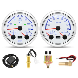 85mm Boat 3 IN 1 GPS Speedometer 120 With Tacho/Fuel/Temp/Volt/Oil With Sensor  - Picture 1 of 6