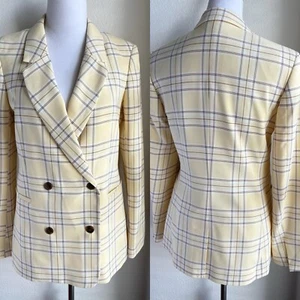 Aritzia Sunday Best Galt Blazer in Butter Yellow/White Plaid Clueless Preppy M - Picture 1 of 6