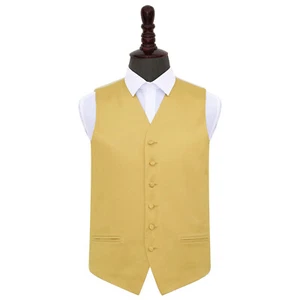 Gold Mens Waistcoat Satin Plain Solid Formal Wedding Tuxedo Vest by DQT - Bild 1 von 4