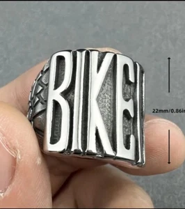 Mens Chunky Biker Ring Band Stainless Steel Not 925 Heavy Size T 1/2 - Picture 1 of 5