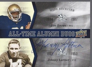 Notre Dame Fighting Irish JOHNNY LATTNER Signed Duos Card - Picture 1 of 1