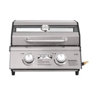 Monument Grills Portable Tabletop Propane Gas Grill Stainless W/ Clearview Lid - Picture 1 of 12