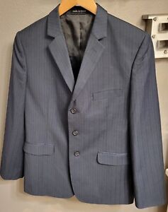Calvin Klein Boys Suit Jacket Navy Blue Pin Striped Size 16 EUC